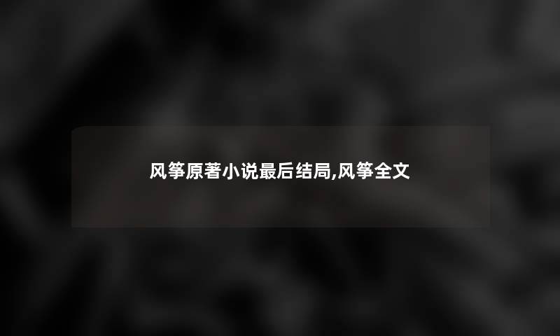 风筝原著小说这里要说结局,风筝