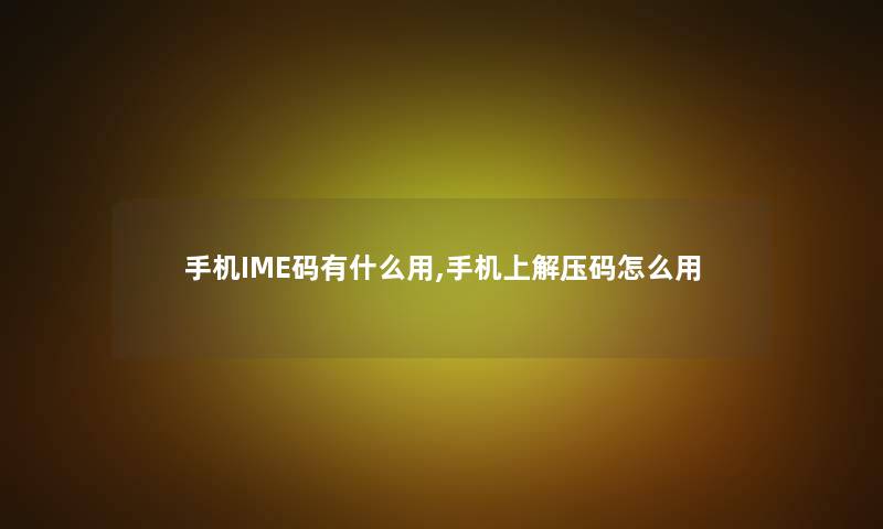 手机IME码有什么用,手机上解压码怎么用