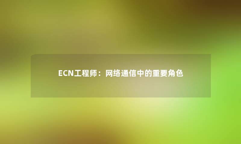 ECN工程师：网络通信中的重要角色