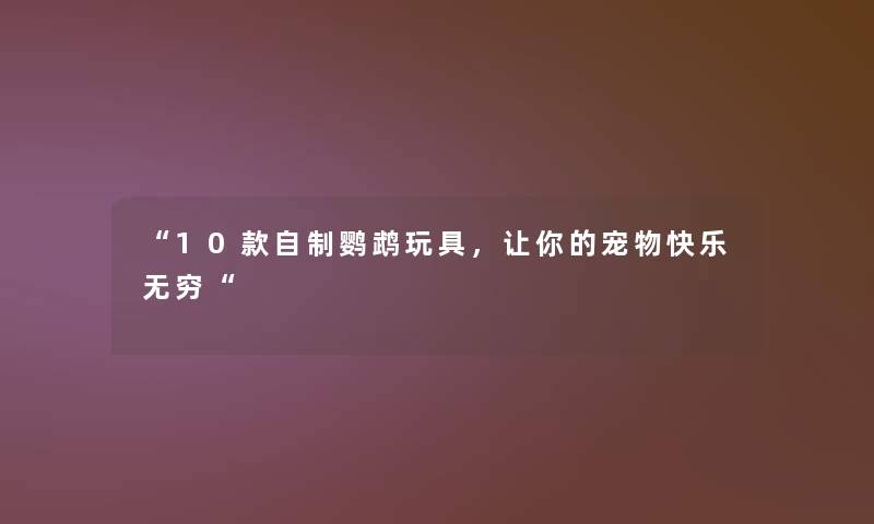“10款自制鹦鹉玩具，让你的宠物快乐无穷“