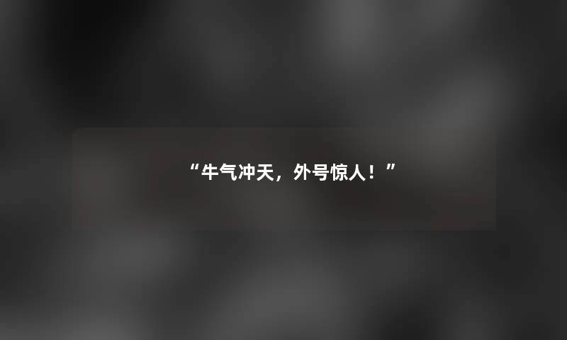 “牛气冲天，外号！”