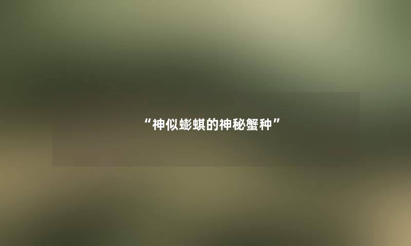 “神似蟛蜞的神秘蟹种”