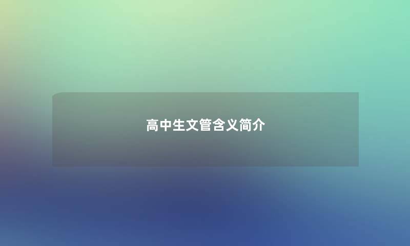 高中生文管含义简介