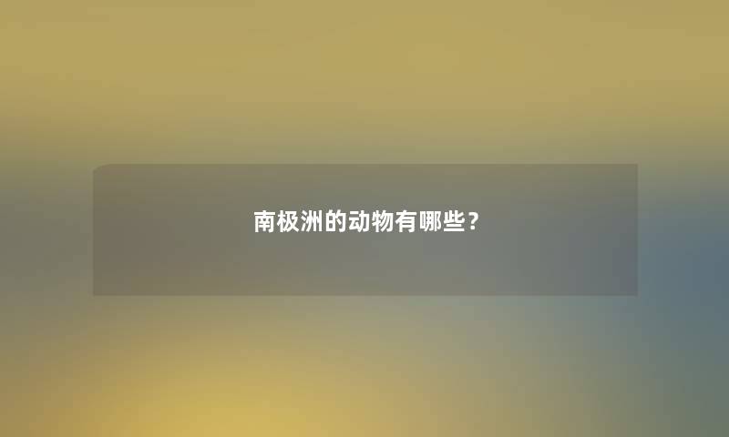 南极洲的动物有哪些？