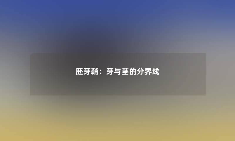 胚芽鞘：芽与茎的分界线