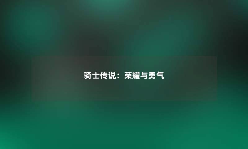 骑士传说：荣耀与勇气