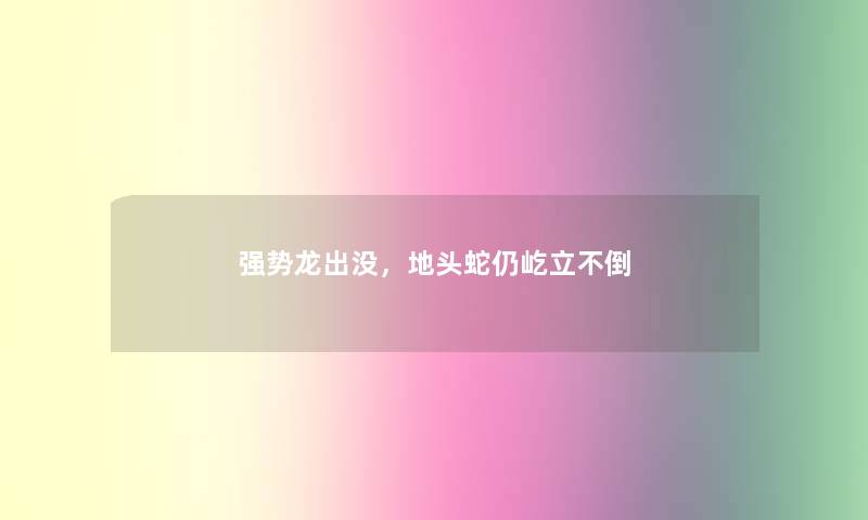 强势龙出没，地头蛇仍屹立不倒