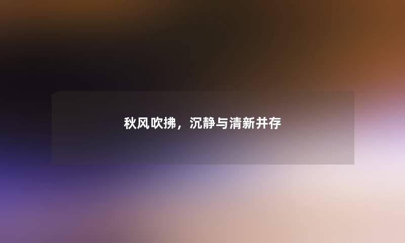 秋风吹拂，沉静与清新并存