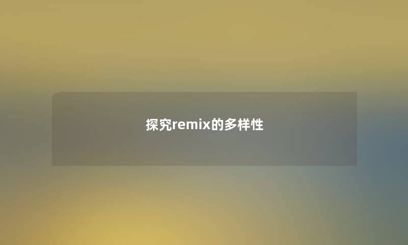 探究remix的多样性