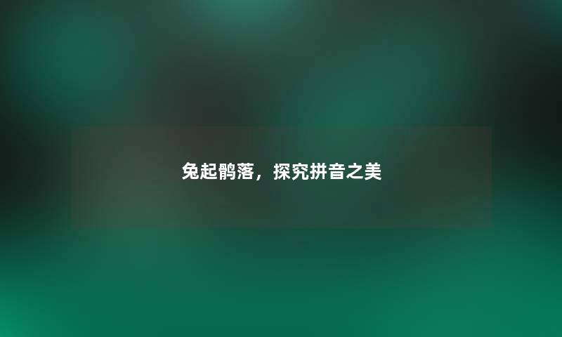 兔起鹘落，探究拼音之美