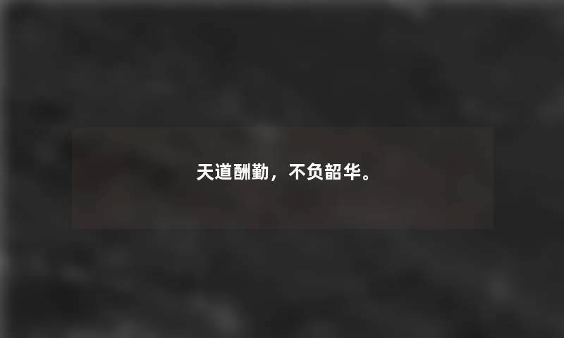 天道酬勤，不负韶华。