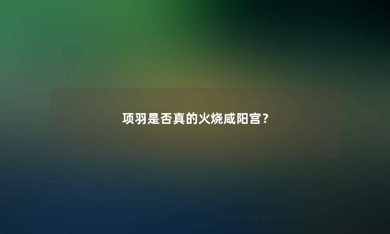 项羽是否真的火烧咸阳宫？