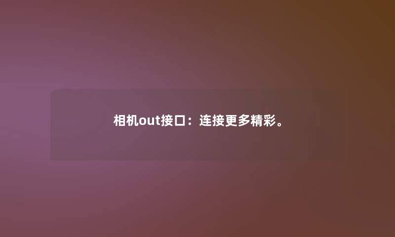 相机out接口：连接更多精彩。