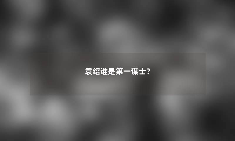 袁绍谁是第一谋士？