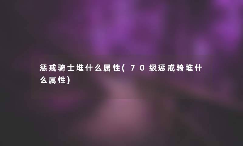 惩戒骑士堆什么属性(70级惩戒骑堆什么属性)