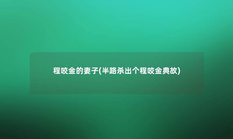 程咬金的妻子(半路杀出个程咬金典故)