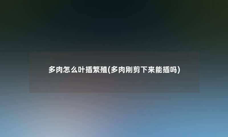 多肉怎么叶插繁殖(多肉刚剪下来能插吗)