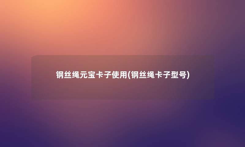 钢丝绳元宝卡子使用(钢丝绳卡子型号)