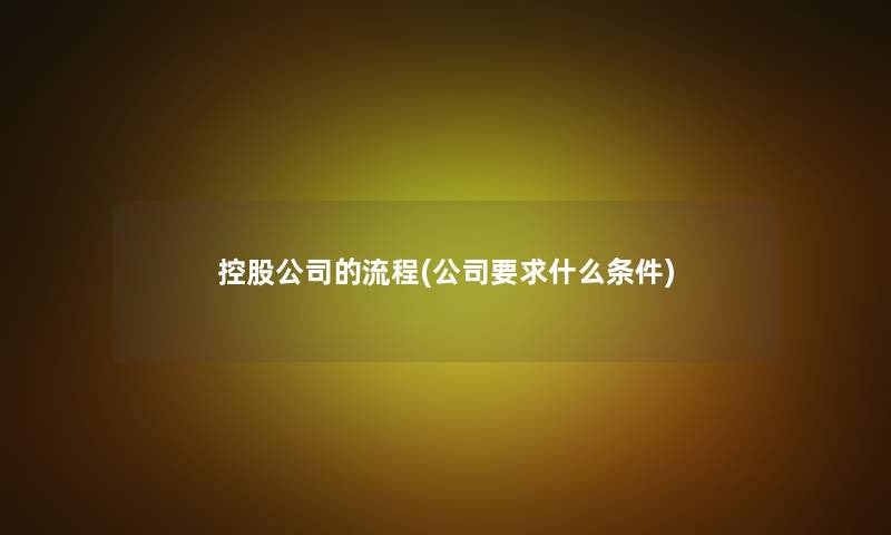 控股公司的流程(公司要求什么条件)