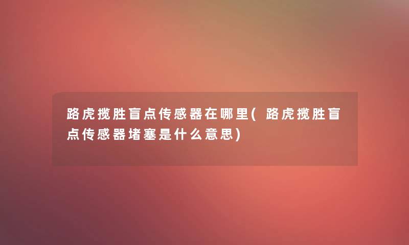 路虎揽胜盲点传感器在哪里(路虎揽胜盲点传感器堵塞是什么意思)