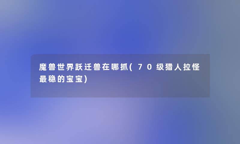 魔兽世界跃迁兽在哪抓(70级猎人拉怪稳的宝宝)