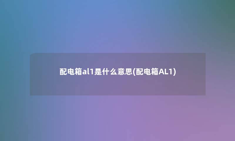 配电箱al1是什么意思(配电箱AL1)
