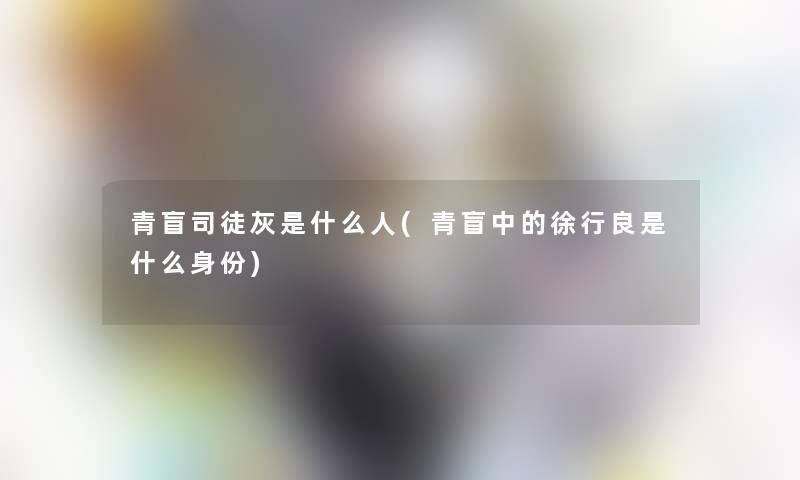 青盲司徒灰是什么人(青盲中的徐行良是什么身份)