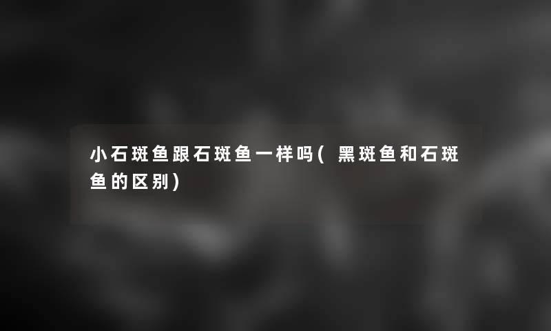 小石斑鱼跟石斑鱼一样吗(黑斑鱼和石斑鱼的区别)