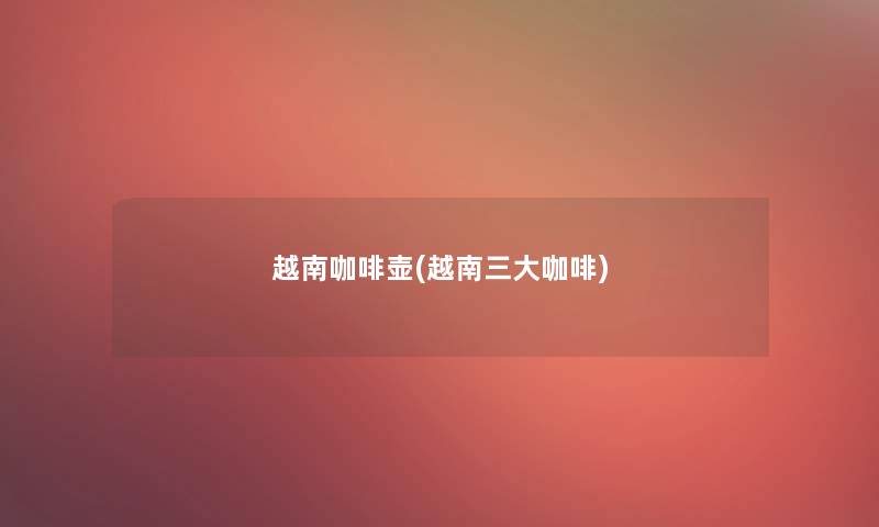 越南咖啡壶(越南三大咖啡)