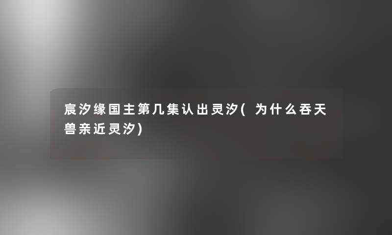 宸汐缘国主第几集认出灵汐(为什么吞天兽亲近灵汐)
