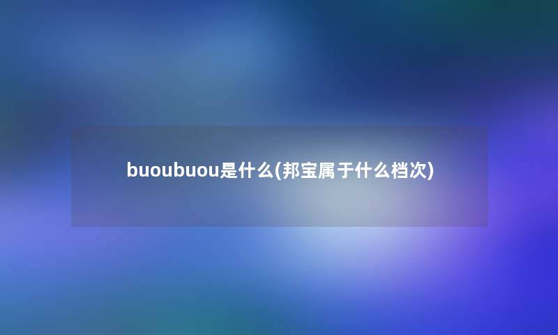 buoubuou是什么(邦宝属于什么档次)