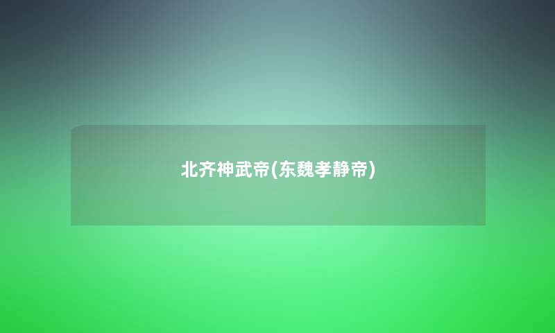 北齐神武帝(东魏孝静帝)