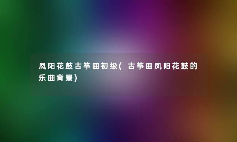 凤阳花鼓古筝曲初级(古筝曲凤阳花鼓的乐曲)