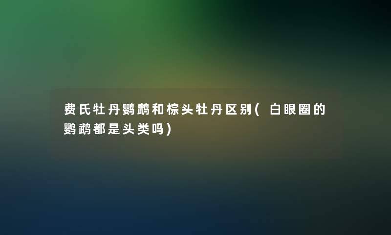 费氏牡丹鹦鹉和棕头牡丹区别(白眼圈的鹦鹉都是头类吗)
