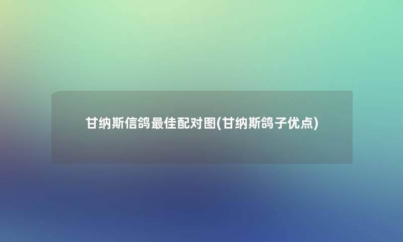 甘纳斯信鸽理想配对图(甘纳斯鸽子优点)