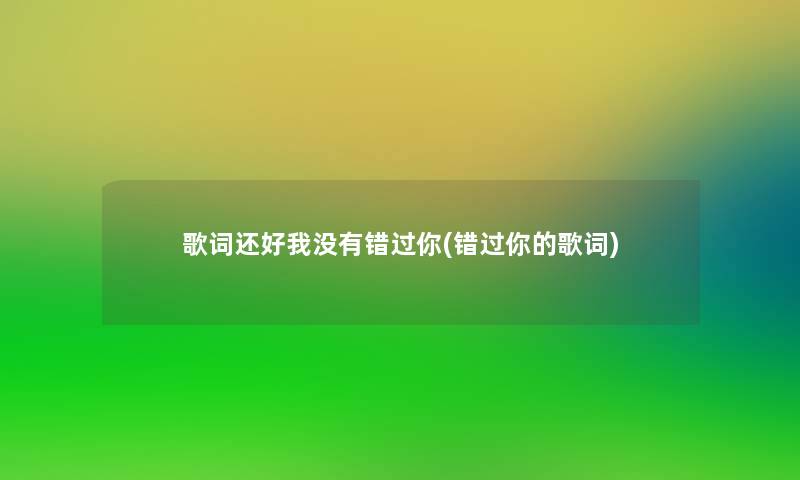 歌词还好我没有错过你(错过你的歌词)