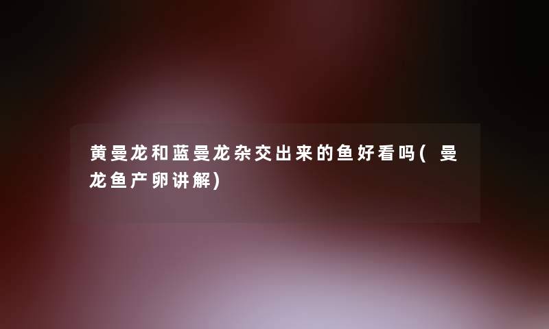 黄曼龙和蓝曼龙杂交出来的鱼好看吗(曼龙鱼产卵讲解)