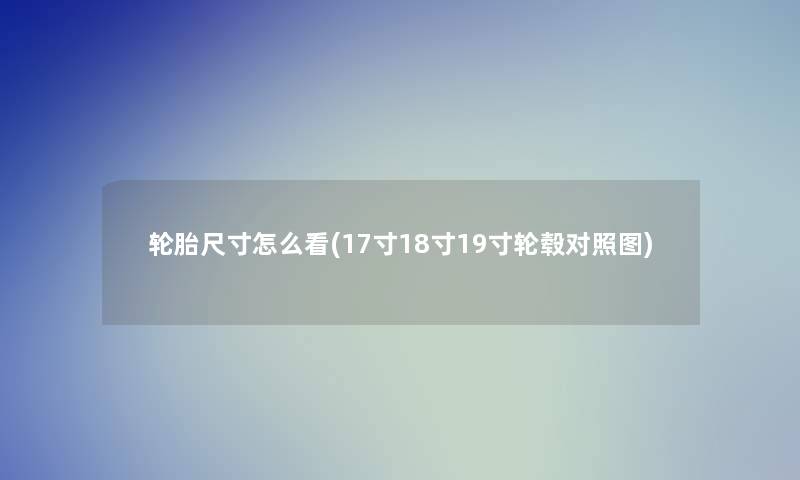 轮胎尺寸怎么看(17寸18寸19寸轮毂对比)