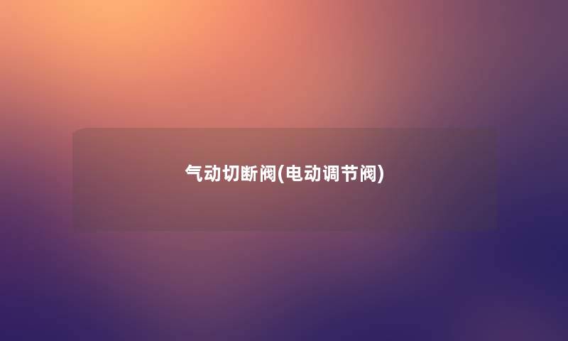 气动切断阀(电动调节阀)