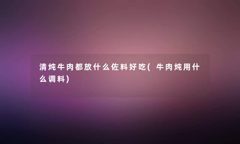 清炖牛肉都放什么佐料好吃(牛肉炖用什么调料)