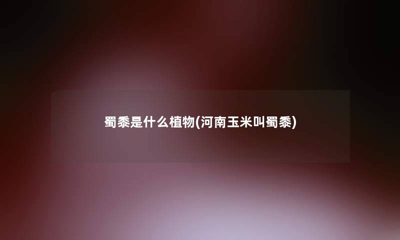 蜀黍是什么植物(河南玉米叫蜀黍)