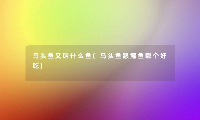 乌头鱼又叫什么鱼(乌头鱼跟鲻鱼哪个好吃)
