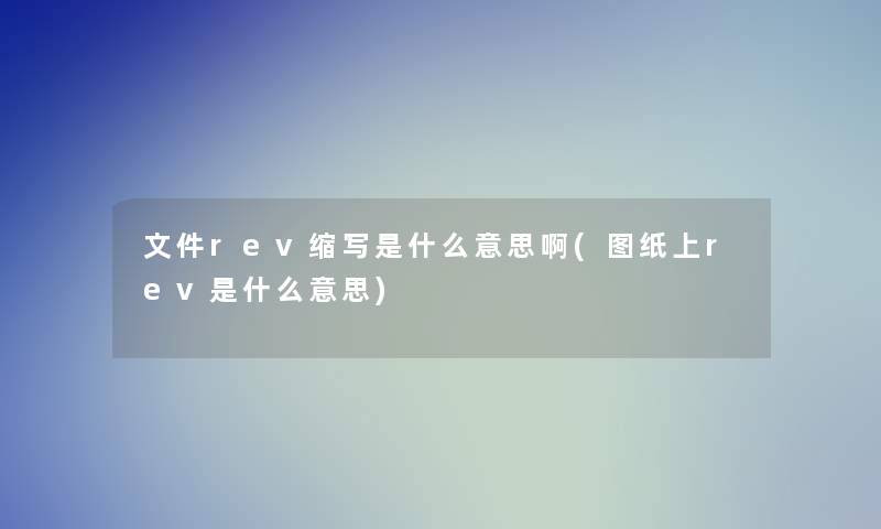 文件rev缩写是什么意思啊(图纸上rev是什么意思)