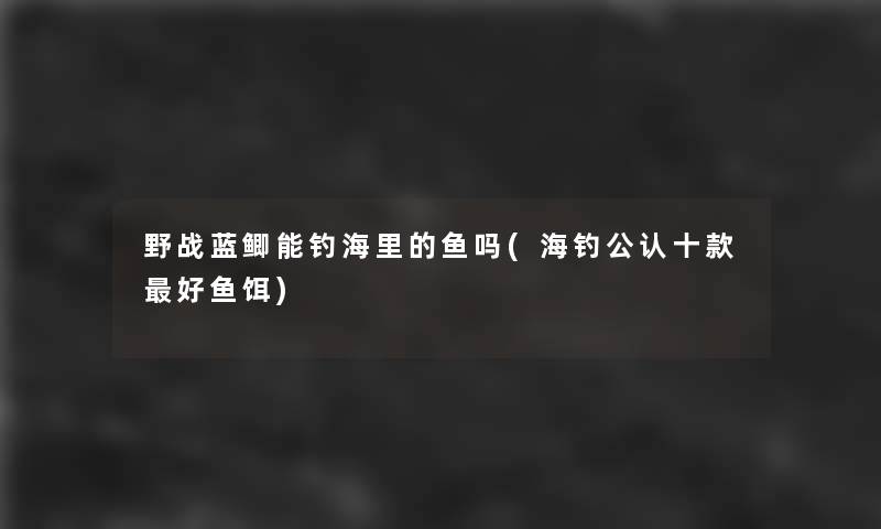 野战蓝鲫能钓海里的鱼吗(海钓不错十款好鱼饵)