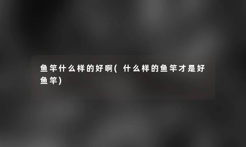 鱼竿什么样的好啊(什么样的鱼竿才是好鱼竿)