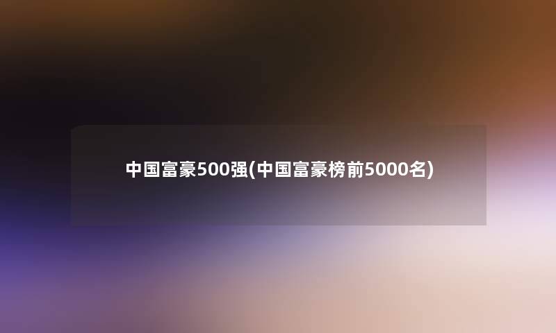 中国富豪500强(中国富豪榜前5000名)