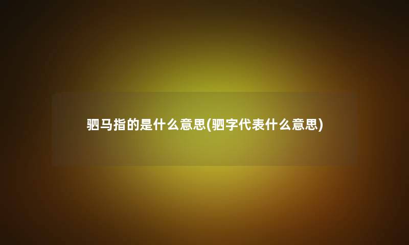 驷马指的是什么意思(驷字代表什么意思)