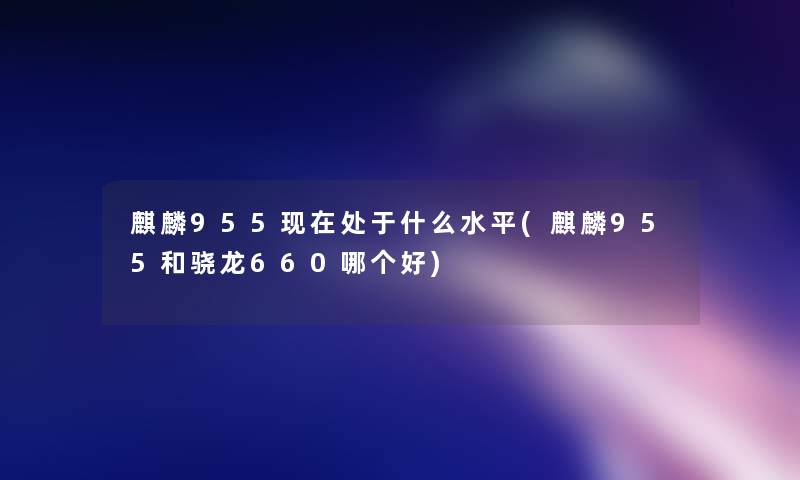 麒麟955现在处于什么水平(麒麟955和骁龙660哪个好)