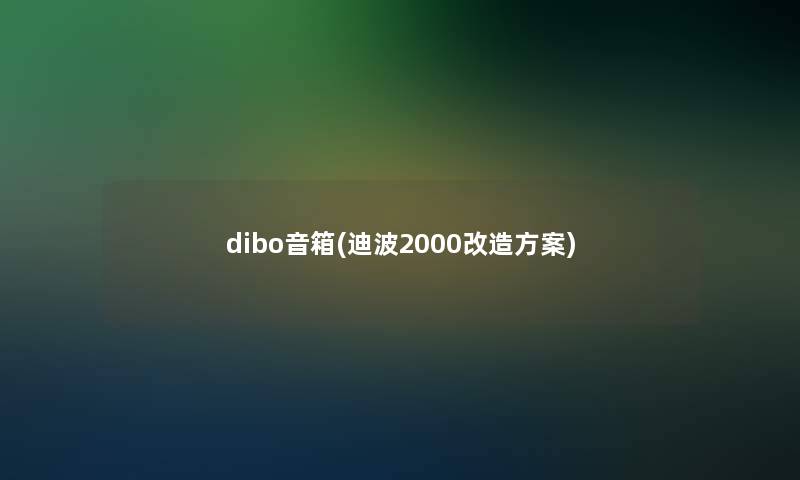dibo音箱(迪波2000改造方案)