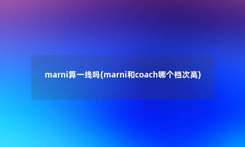 marni算一线吗(marni和coach哪个档次高)